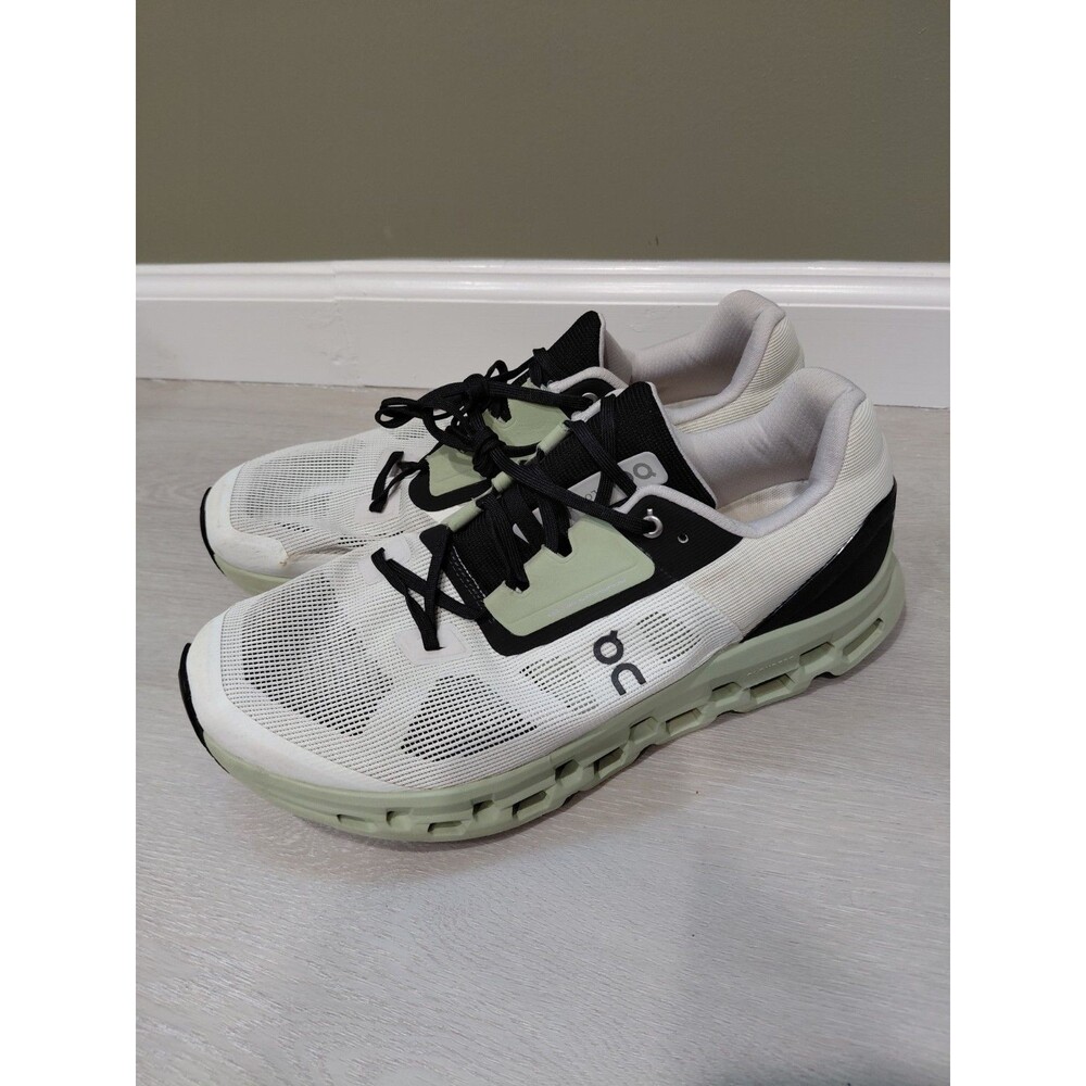 Size 12.5 - ON Cloudstratus White Black Green Men's Sneakers